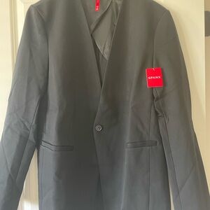 NWT Spanx Navy Grey Pinstripe The Perfect Collerless Blazer